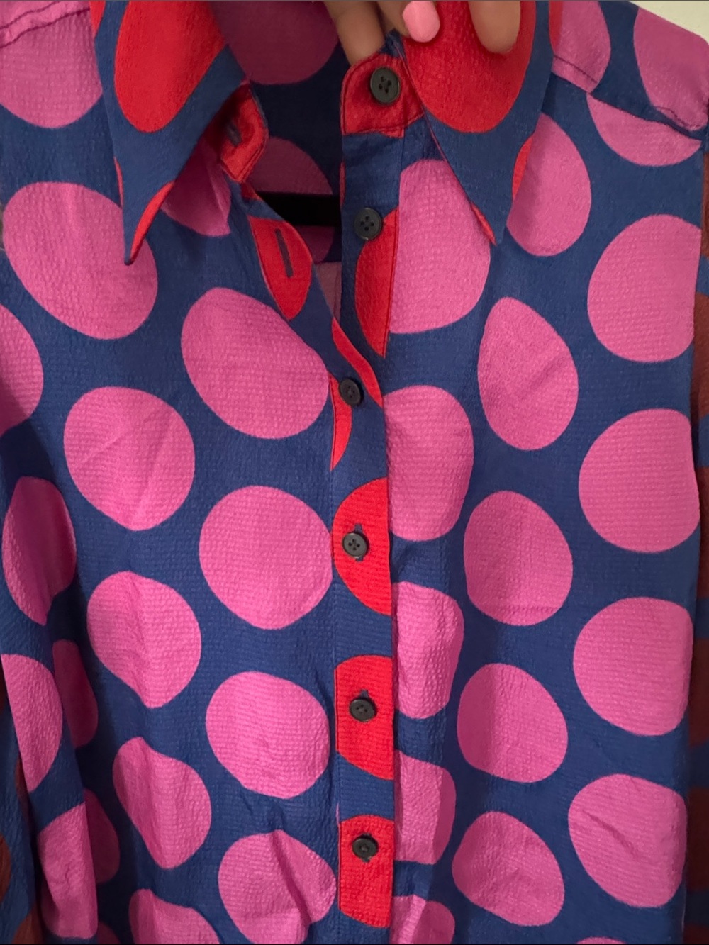 BODEN Hammered Satin Shirt-Tickled Pink Polka Dot Size 8 - Picture 10 of 13